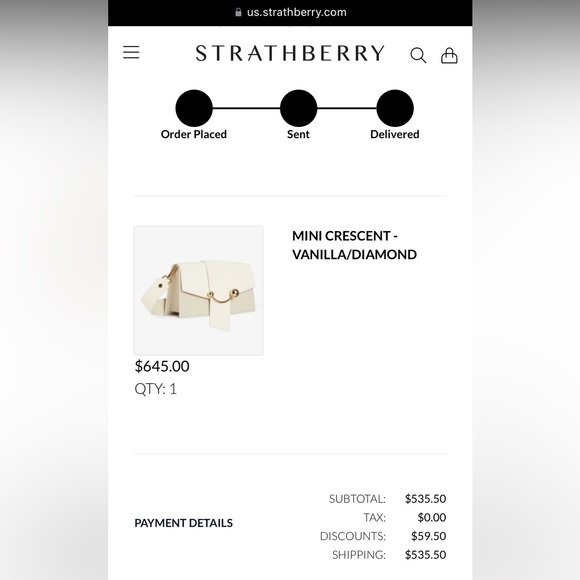 Strathberry mini crescent shoulder bag vanilla/diamond - Picture 9 of 9